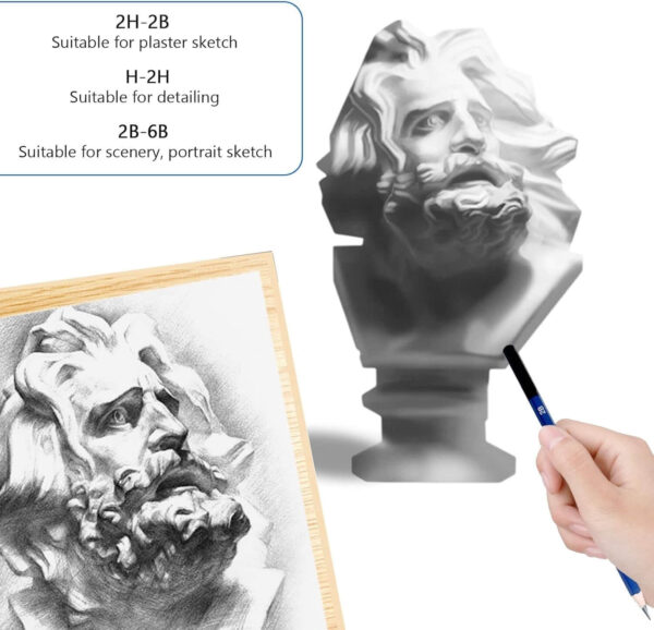 Sketching Kit - 22 Pcs Beginners Sketch & Drawing Tool KitArt Set -Includes 12 Graphite Pencils, 1Pc Kneadable Eraser, 1 Pc A5 Sketch Book, 1Pc Pencil Extender, 1 Sharpener & 6 Pc Blending Stumps