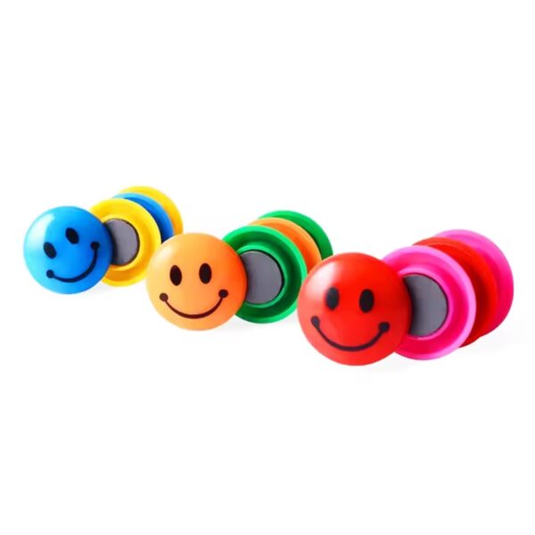 Colorful Smiley Opaque Magnet for Magnetic White-Boards - Sticky Notes, Photos, Charts Notice Board/Planning Magnets - Fridge Magnetic Button, 30 mm, (Pack of 12 Magnets)