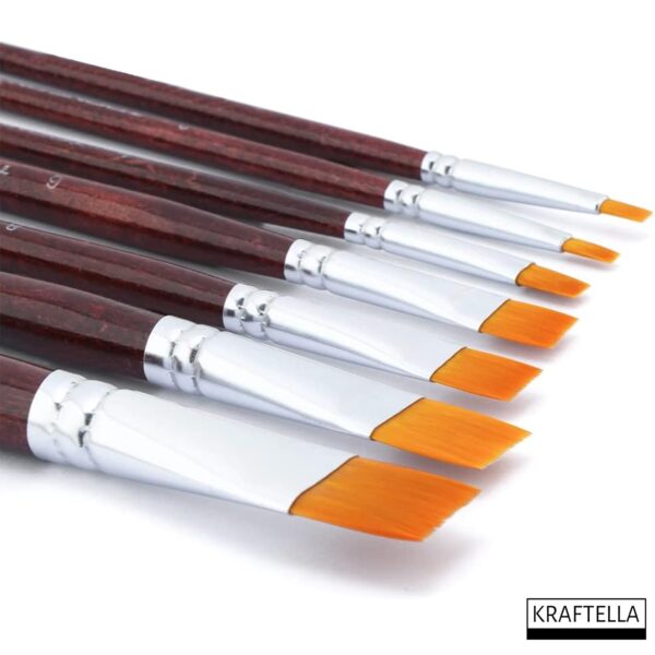 KRAFTELLA 14 Art Brush Set for Artists Painting Brushes Professional Round Pointed Tip & Flat Taklon Hair Artist Acrylic Paint Brush