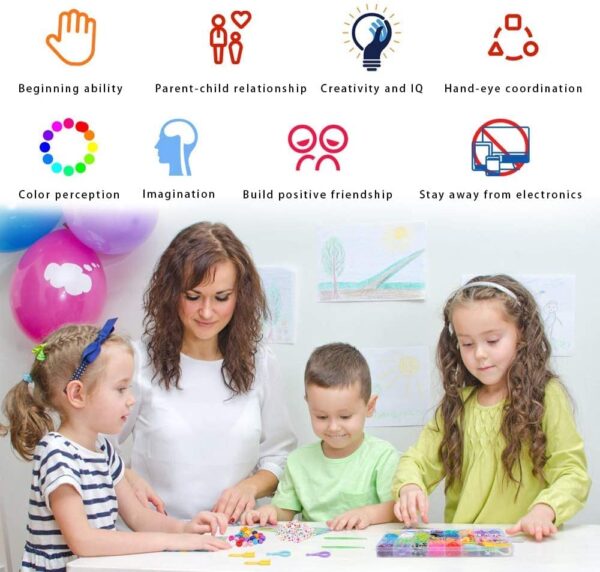 2400 Loom Band Kit for DIY Crafts, Rainbow Loom Band Set with Loom Board for Bracelet Making Bracelet kit for Girls, Colorful Bands for Making Necklace, Charms, Hooks, Rubber Bands, Crochet, Clips, Loom Craft kit