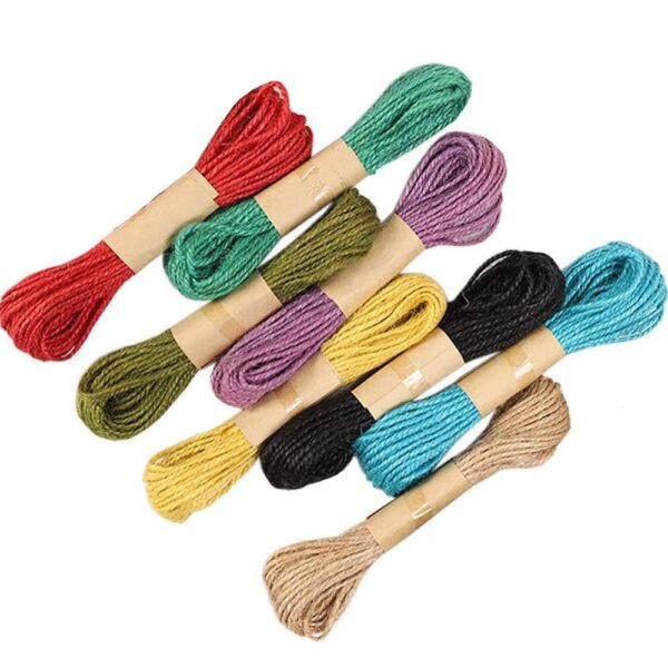 16 pc Colourful DIY Jute Rope Threads for Various Art and Craft Projects and Decoration Ribbon Twisted String Strap Wrapping for Packaging Gift Wrapping Twine- Set of 16 pc X 10 Meters