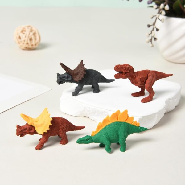 61ONpqQa3jL._SL1500_.jpg Set of 4 Miniature Unique Decoration Items Gifts for Kids Rubber Dinosaur Miniature Eraser Stationary Set for Kids Amazon.in Home & KitchenRufus AI