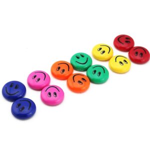 Colorful Smiley Opaque Magnet for Magnetic White-Boards - Sticky Notes, Photos, Charts Notice Board/Planning Magnets - Fridge Magnetic Button, 30 mm, (Pack of 12 Magnets)