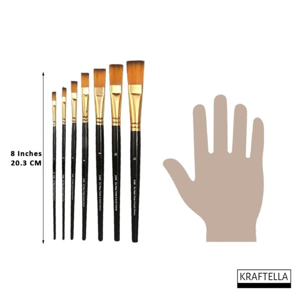 KRAFTELLA 7 Flat Head Art Brush Set for Artists Painting Brushes Professional