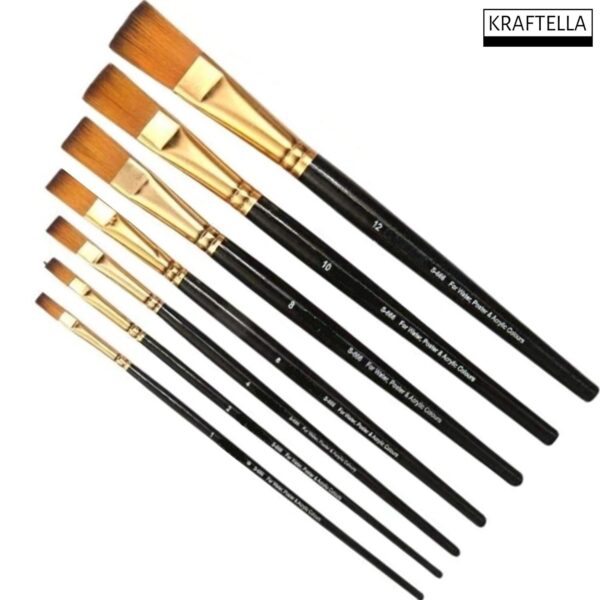 KRAFTELLA 14 Art Brush Set for Artists Painting Brushes Professional Round Pointed Tip & Flat Taklon Hair Artist Acrylic Paint Brush