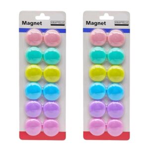 Colorful Pastel Color Magnet for Magnetic White-Boards - Sticky Stick Notes, Photos, Charts Notice Board/Planning Magnets - Fridge Magnetic Button, 30 mm, (Pack of 24)