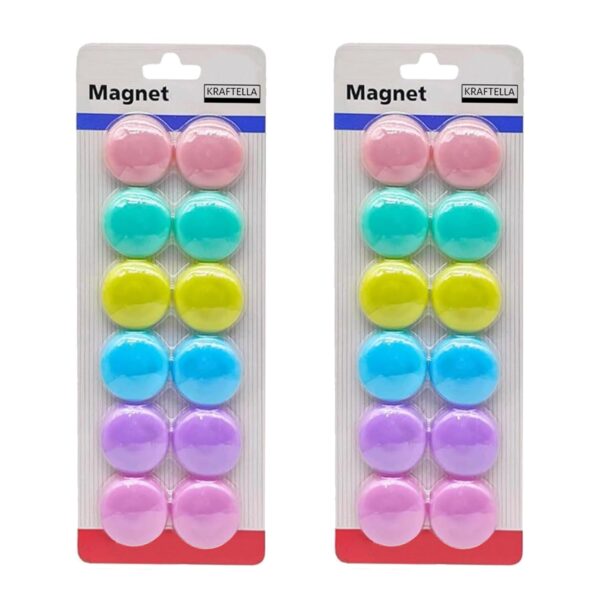 Colorful Pastel Color Magnet for Magnetic White-Boards - Sticky Stick Notes, Photos, Charts Notice Board/Planning Magnets - Fridge Magnetic Button, 30 mm, (Pack of 12)