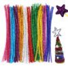 100 Pipe Cleaner Flexible Wired Fibre Chenille Stems 12 inch Multi Color for Hobby Crafts, Scrapbooking, Assortment for Art, Jewelry Making, Craft Projects - DIY Supplies (Glitter)