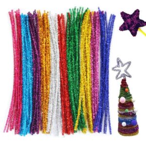 100 Pipe Cleaner Flexible Wired Fibre Chenille Stems 12 inch Multi Color for Hobby Crafts, Scrapbooking, Assortment for Art, Jewelry Making, Craft Projects - DIY Supplies (Glitter)