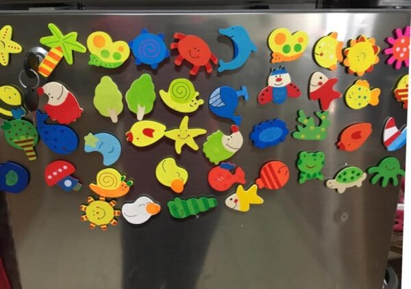 48-Piece Wooden Nature Theme Magnets Set - Multicolour Fridge Magnets for Home Decor, Office, and Kitchen Organization - Tree, Leaf, and Wildlife Design Magnets-Assorted