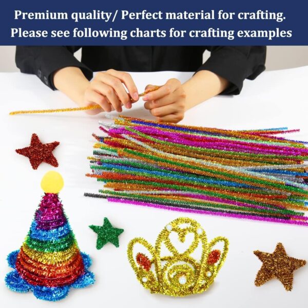 100 Pipe Cleaner Flexible Wired Fibre Chenille Stems 12 inch Multi Color for Hobby Crafts, Scrapbooking, Assortment for Art, Jewelry Making, Craft Projects - DIY Supplies (Glitter)
