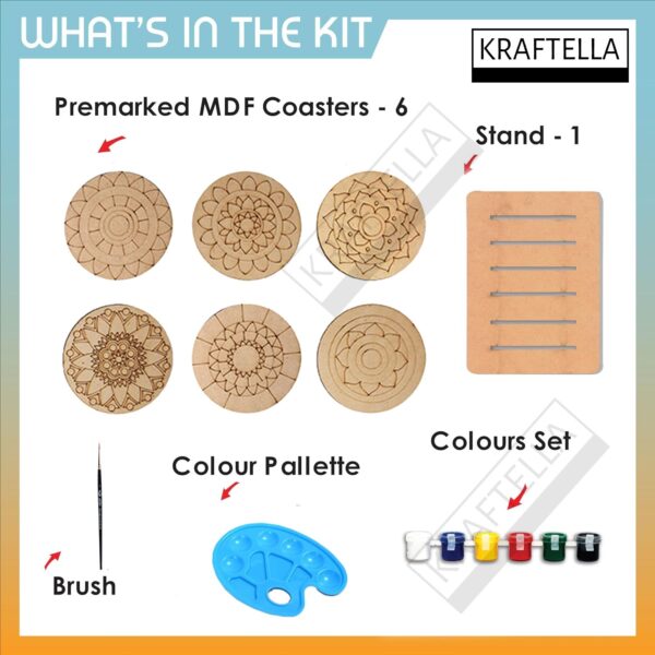 Mandala Art Kit|Craft Materials for Mandala Art Painting Kit for Kids|Gifts for Girls Age 10-12|Gifts for Teenage Girls|Craft Kit of Pack of 6 Coasters with Colour Kit