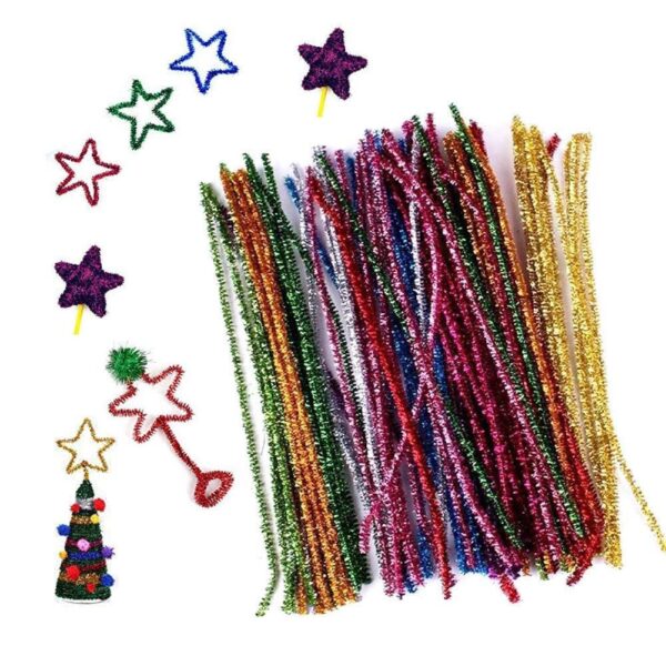 100 Pipe Cleaner Flexible Wired Fibre Chenille Stems 12 inch Multi Color for Hobby Crafts, Scrapbooking, Assortment for Art, Jewelry Making, Craft Projects - DIY Supplies (Glitter)