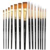 KRAFTELLA 14 Art Brush Set for Artists Painting Brushes Professional Round Pointed Tip & Flat Taklon Hair Artist Acrylic Paint Brush