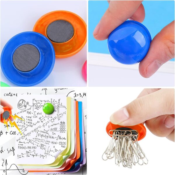 KRAFTELLA Pack of 10 Colorful Opaque Magnet for Magnetic White-Boards - Stick Notes, Photos, Charts Notice Board/Planning Magnets Fridge Magnetic Button, 30 mm, Random